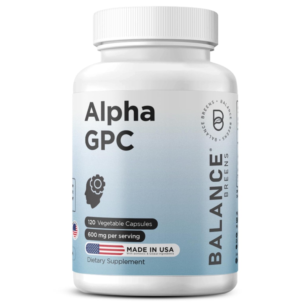 Alpha GPC Cholin Supplement 600mg, 120 Veg Capsules - Advanced Memory Formel, Nootrop Brain Support (120 greve (pakke med 1))