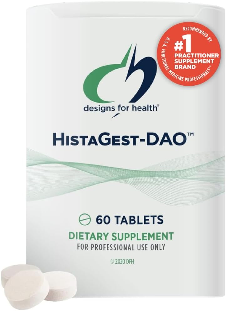 Design for sundhed HistaGest- DAO - Diaminoxidase DAO Enzyme til støtte fordøjelse af Histamine- Indeholdende fødevarer - 20.000 HDU DAO diamin oxidase enzymer (60 gastro- resistente tabletter)