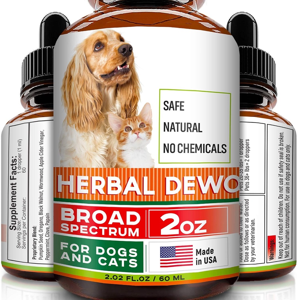 Herbal rense fot katte og hunde - Homøopatics Parasitter og toksiner til hunde og katte - Alle racer og størrelse - Puppy & Kitten - 2oz