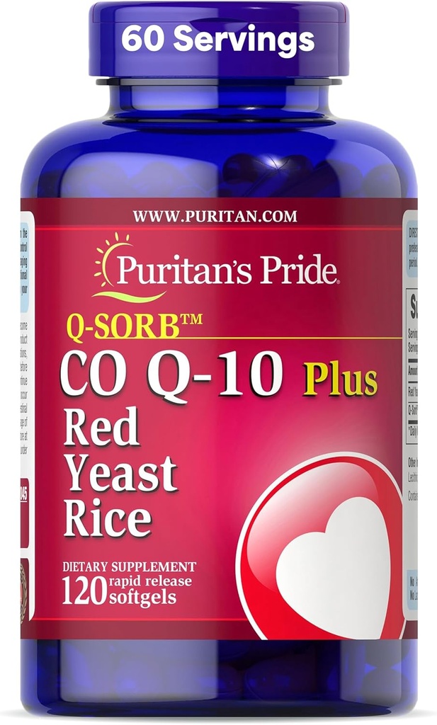 Puritan 's Pride Q- Sorb ™ Coenzym CoQ10 Kosttilskud til hjertesundhed, oral gummesundhed og sund aldring, Plus rød gær ris til forbedret fordøjelse, 120 Rapid Release Softels