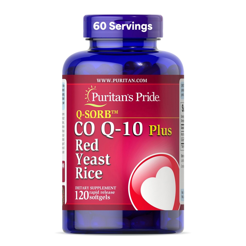 Puritan 's Pride Q- Sorb ™ Coenzym CoQ10 Kosttilskud til hjertesundhed, oral gummesundhed og sund aldring, Plus rød gær ris til forbedret fordøjelse, 120 Rapid Release Softels