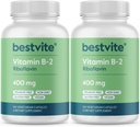 BESTVITE vitamin B-2 (Riboflavin) 400mg (240 vegetariske kapsler) (120 x 2) - Ingen stearater - Vegan - Ikke GMO - Gluten Free