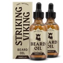 Striking Viking Beard Oil for Mænd - 2 Fl Oz, Pack of 2, Vanilla Duft - Naturligt afledt Conditioner med mandel, Tea Tree, Argan & Jojoba Oil for Beard Growth, Softing & Fugt