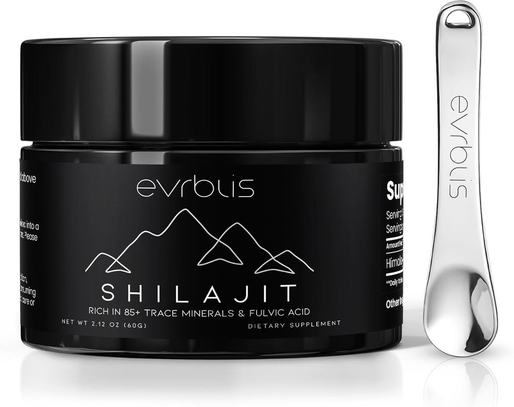 Pure Himalayan Organic Shilajit Resin, Max Potency Gold Grade Shilajit supplement til mænd og kvinder Natural Energy Boost & Immunstøtte med 85 + Trace Minerals & Fulvic Acid (60 Bedste, 120 Servering).