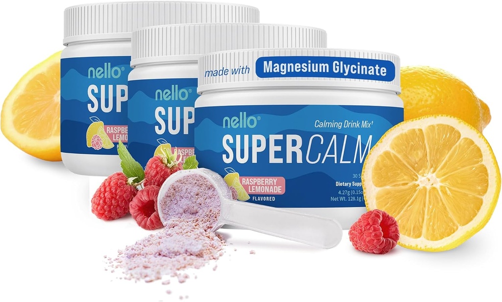 Nello Superroady Drink Mix - Ashwagandha KSM 66, Magnesium Glycinate, L- Theanine, Vitamin D3 - Ashwagandha Root Extract, Magnesium & L- Theanine Supplement - (30 Servere) - 3 Pack