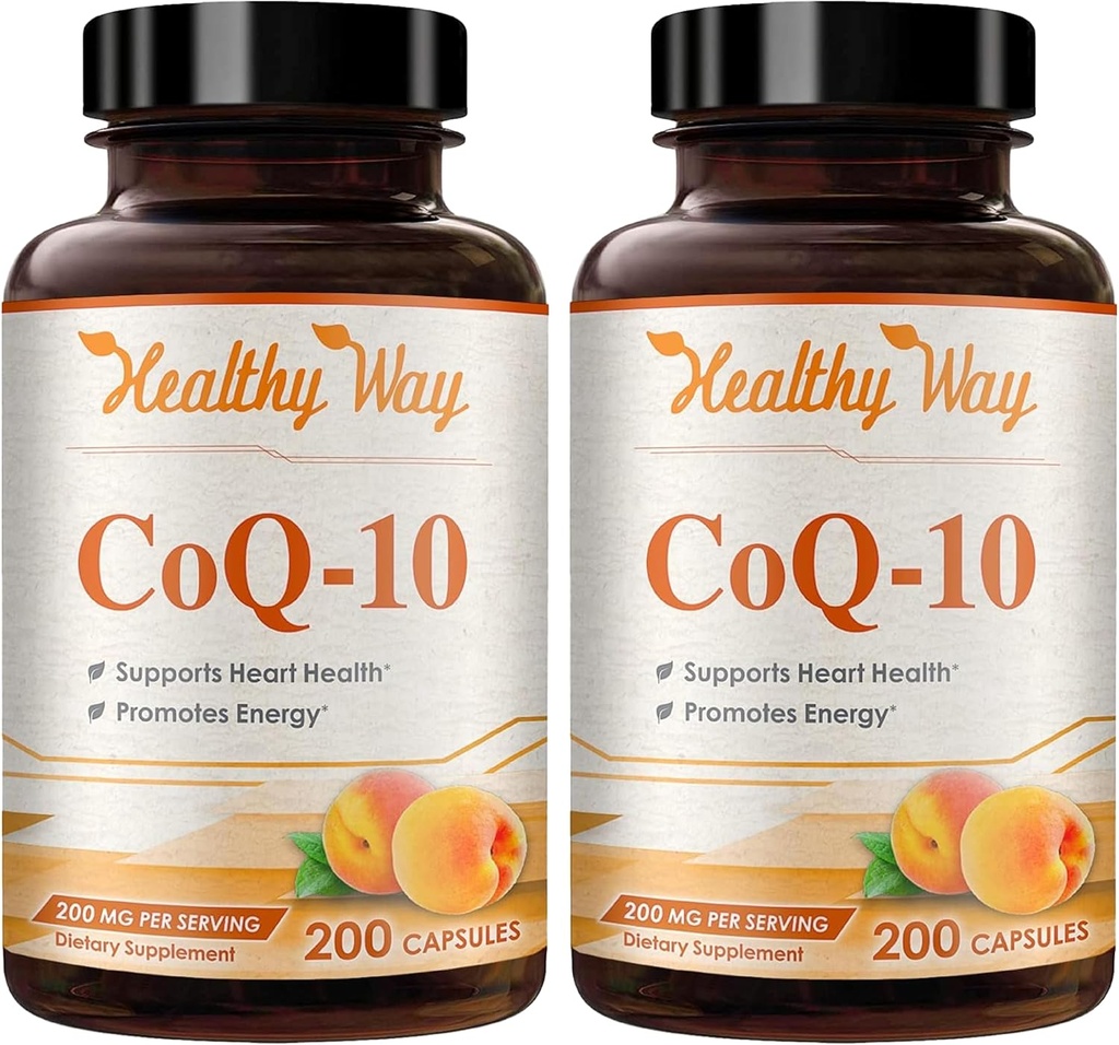 Coenzym Q10 200mg CoQ10 Supplement - En gang daglig Coq 10 200mg Powder Capsules for Sund Heart Antioxidant and Energy Support - Non- GMO Quick Absorption Ubiquinone Q10 Coenzym (400 Servere)