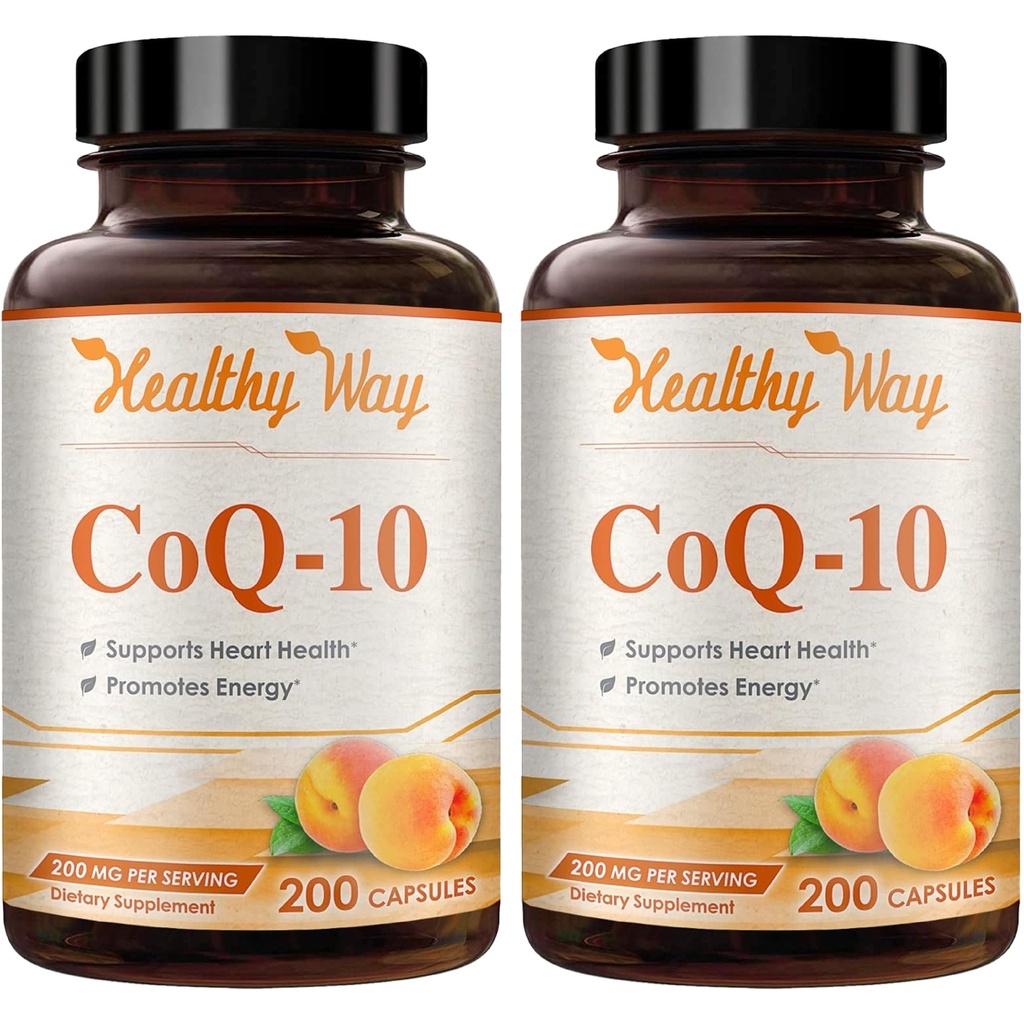 Coenzym Q10 200mg CoQ10 Supplement - En gang daglig Coq 10 200mg Powder Capsules for Sund Heart Antioxidant and Energy Support - Non- GMO Quick Absorption Ubiquinone Q10 Coenzym (400 Servere)