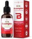 NutraChamps Vitamin B Complex for Kids, B1, B2, B3, B6, B7, B9 & Methyl B12, Kids B Complex Liquid Drops Supplement, Energy, Focus, Metabolisme, Natural Berry, 120 Servering, 4 Måned Supply