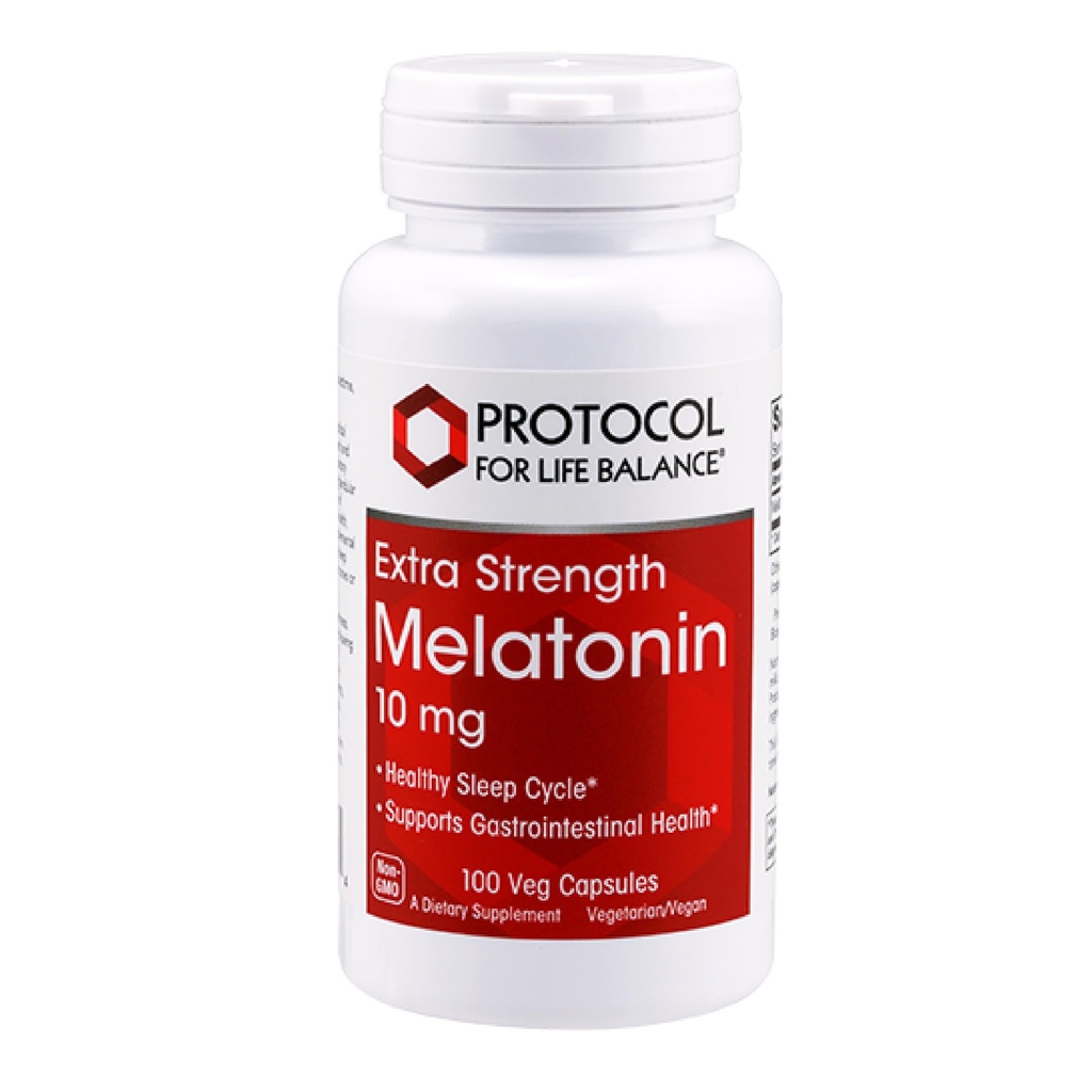 PROTOKOL FOR LIV BALANCE Melatonin Extra Strength - 10 mg Melatonin - Sovende støtte til voksne - Daglig immunforsvar - Pineal Gland Aid - Kosher & Non- GMO - 100 Veg kapsler