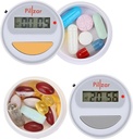 Bærbar Pill Organizer Dispenser med Timer Cap til medicinering, kosttilskud og vitaminer. Perfekt til rejse eller brug i hjemmet.