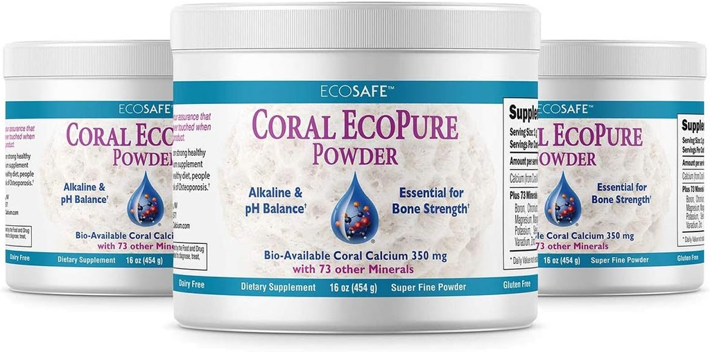 Coral Ecopure Powder, Coral Calcium Powder supplement med koral mineraler - 16 Ounces