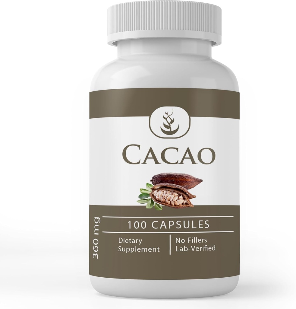 Pure Original Ingredienser Cacao, (100 kapsler) Altid Pure, Ingen tilsætningsstoffer eller Fillers, Lab Verified