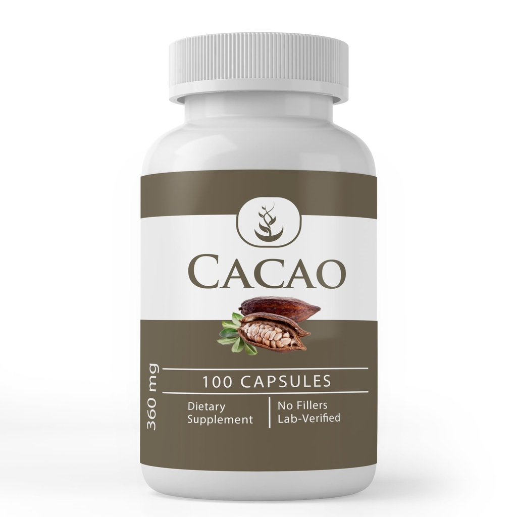 Pure Original Ingredienser Cacao, (100 kapsler) Altid Pure, Ingen tilsætningsstoffer eller Fillers, Lab Verified