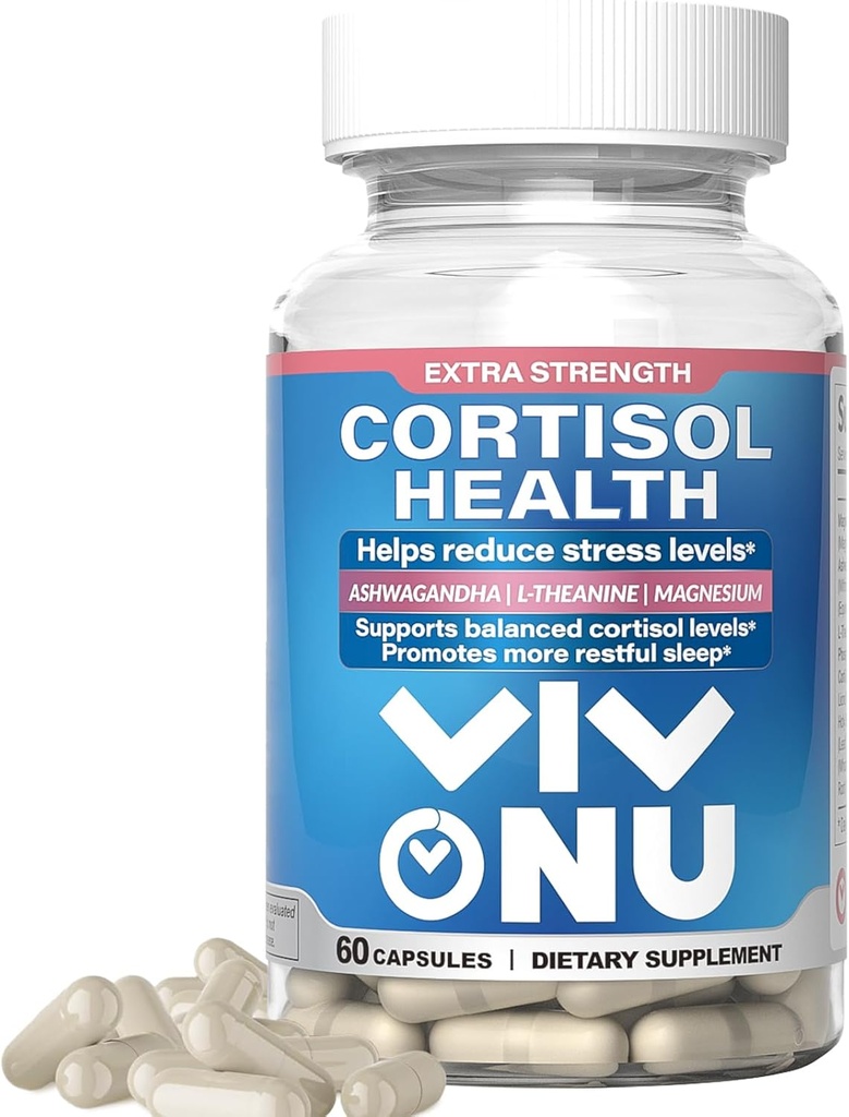 VivoNu Cortisol Health - Hjælper Sustain sund energi, Balanceret Cortisol Response, Afslapning & Deep Sleep - Ashwagandha