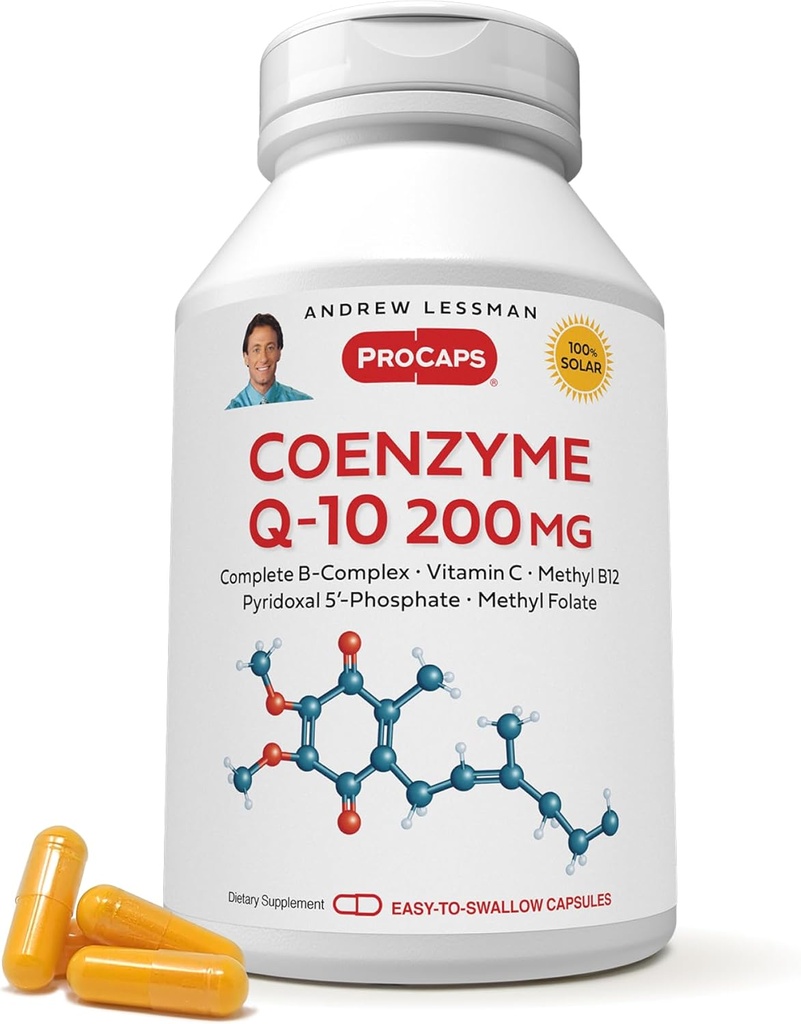ANDREW LSSMAN Coenzym Q- 10 200 mg 360 kapsler - Essential for energiproduktion og Optimum Key orgel funktion, Antioxidant Support, Depleted by Aging, Plus B- Complex. Let at synke kapsler