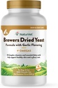 NaturVet - Brewer 's Tørret Gær Formel med hvidløg Arvelotion - Plus Omegas- 124; Rich in Omega-3, 6 & 9 Fedtsyre- 124; Forstærket med B1, B2, Niacin & C-vitamin; 124; til hunde & Katte; 124; 1000 tyggetabletter