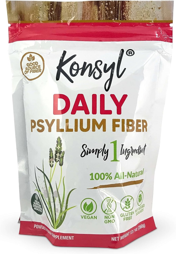Konsyl Daily Psyllium Fiber 360g / 12.7oz - Non- GMO, Vegan, Keto- Friendly, Fiber Supplement Powder - Understøtter fordøjelsessygdomme