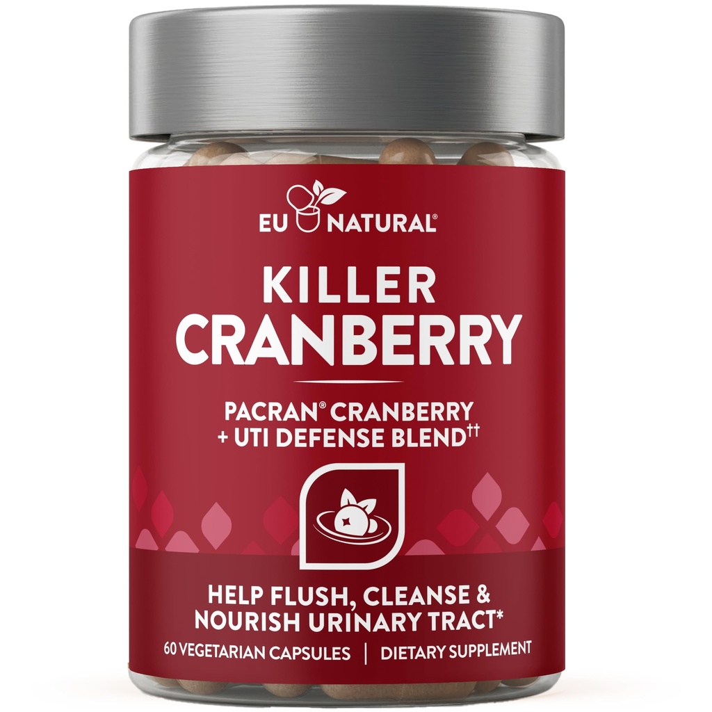 9-in-1 Killer Cranberry piller til kvinder - UTI Defense Blend med klinisk undersøgte ingredienser - 9 Extract Urinary Tract Supplement - Pine Bark, Propolis, D-vitamin & mere - 60 Fast- Fungerende kapsler