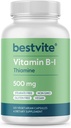 BESTVITE vitamin B-1 (Thiamin) 500mg (120 vegetariske kapsler) - Ingen stearater - Vegan - Ingen calciumcarbonat - Ikke GMO - Gluten Free - Ingen silikonedioxid
