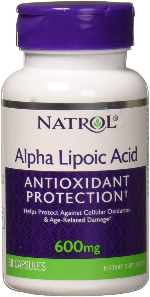 Natrol Alpha Lipoic Acid 600 mg, Kosttilskud til almindelig wellness, 30 kapsler, 30 dages forsyning
