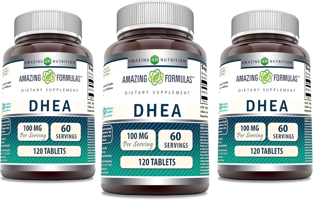 Amazing Formulas DHEA 100mg Per Serving 120 tabletter Supplement 124; Non- GMO Note 124; Gluten Free