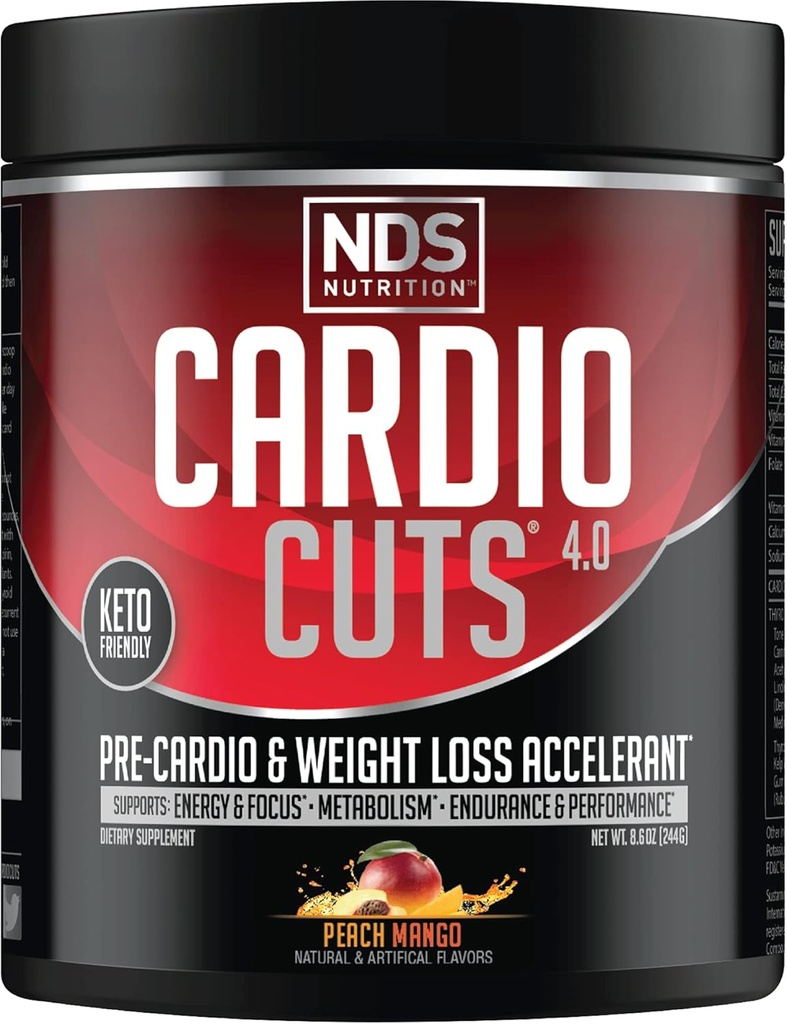 NDS Nutrition 4.0 Pre Workout Supplement - Avanceret vægttab og Pre Cardio formel med L- Carnitin, CLA, MCT, L- Glutamin, og Saflor Oil - Peach Mango (40 Servere)