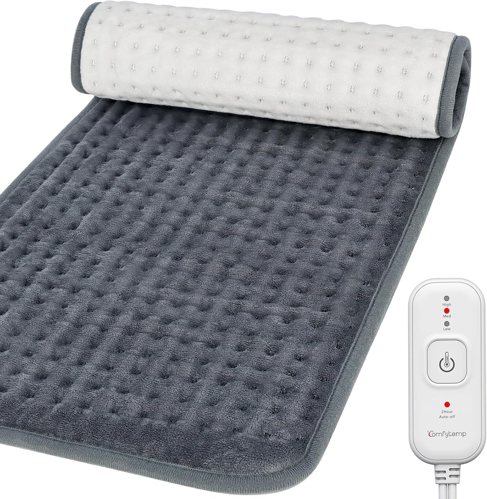 Comfytemp opvarmning Pad for Rygsmerter & kramper Relief, FSA Støtteberettiget Electric Large Heat Pad, 2H Auto Off, Julegaver til kvinder Mænd Mor far, HSA Moist Neck Shoulder Opvarmet Pad, Washington, 12 "x24"