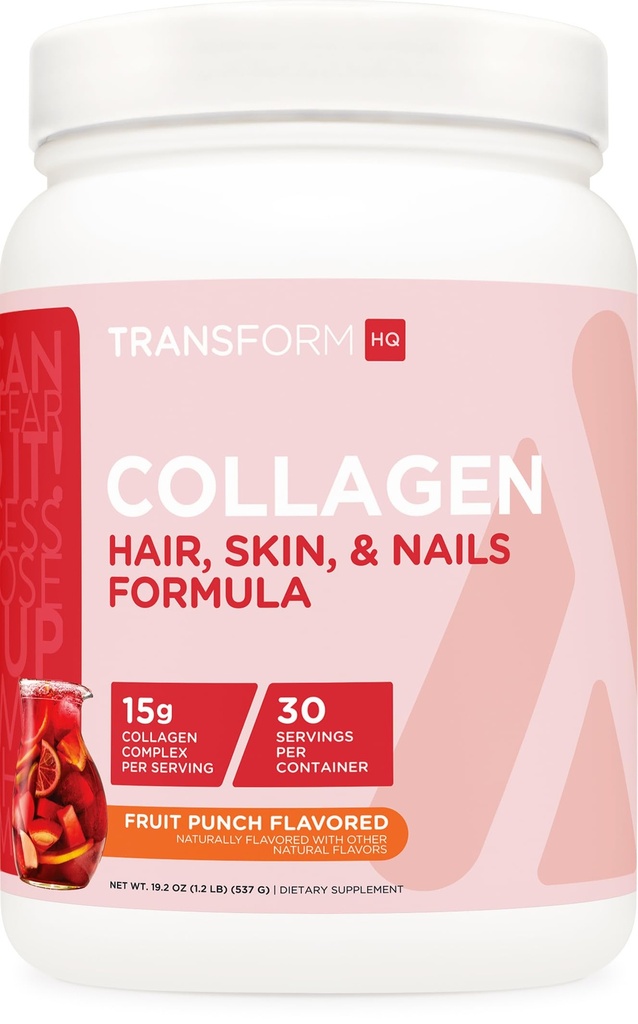 TransformHQ Beauty Collagen (30 Servere) Frugt Punch - hår, hud, & negle Formel