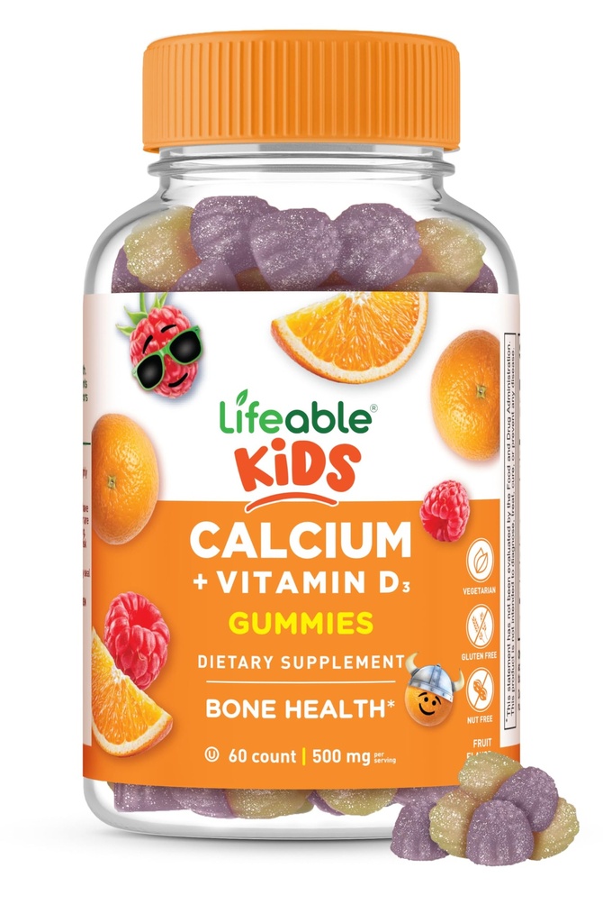 Lifeable Kids Calcium Gummies med D3- vitamin 124; 500 mg Calcium med D3- vitamin 1000 IE