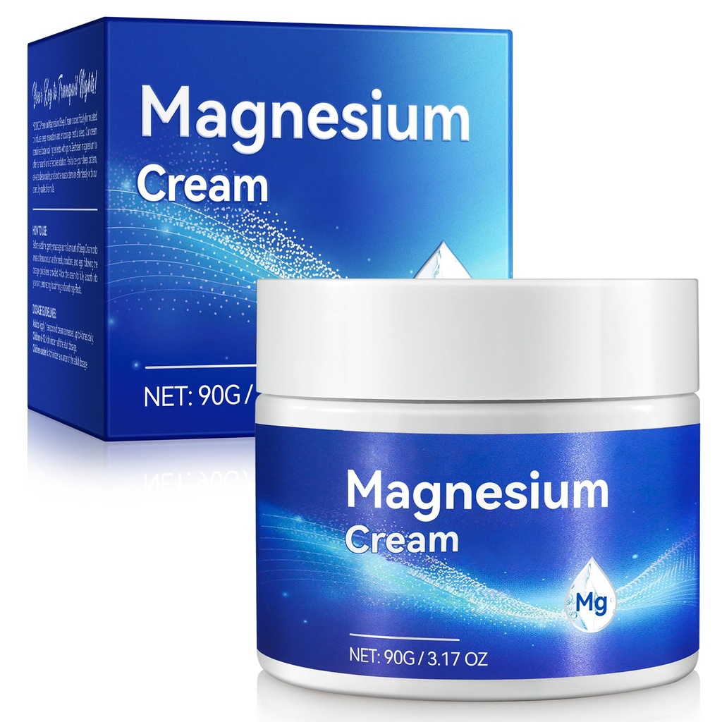 Magnesiumlotion, Pure Magnesium Cream til bedre søvn, Ben & fælles pleje, Non- Greasy -Topical Magnesiumchlorid-Skin Friendly Ingredients-3.17 OZ