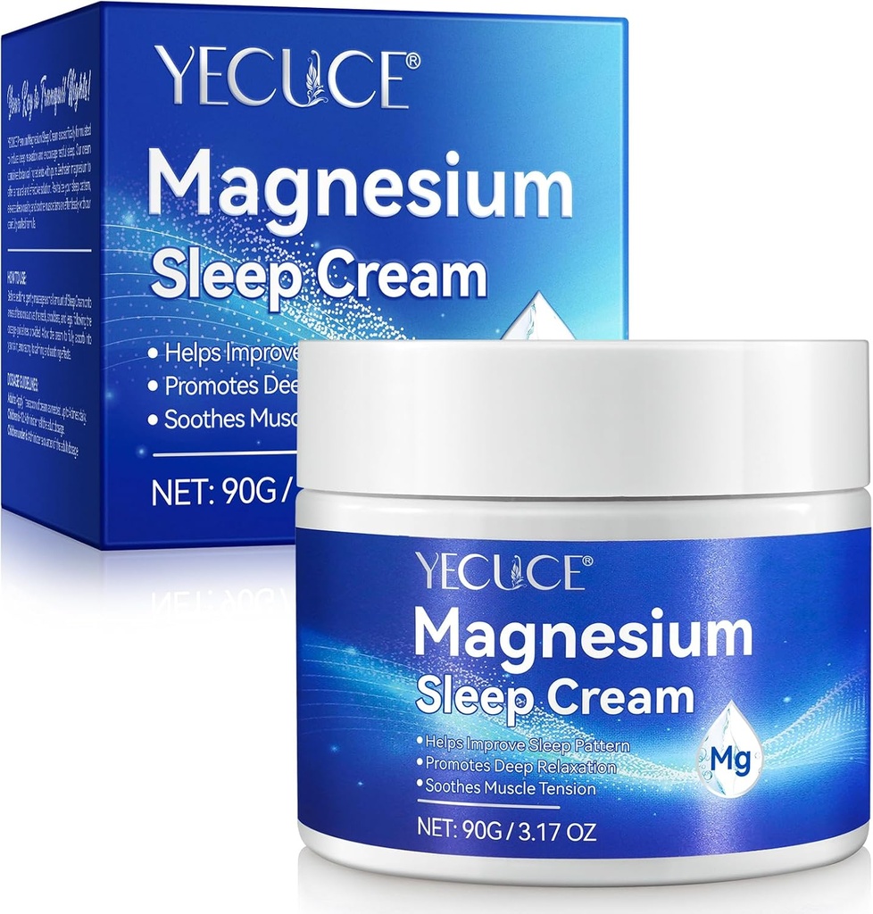 Magnesiumlotion, Pure Magnesium Cream til bedre søvn, Ben & fælles pleje, Non- Greasy -Topical Magnesiumchlorid-Skin Friendly Ingredients-3.17 OZ