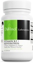 Davinit Labs Vitamin K2 & Resveratrol - Knoglehygiejne & kardiovaskulær supplement med antioxidant support * - Vegetarisk, Gluten- Free & Soy- Free - 60 kapsler