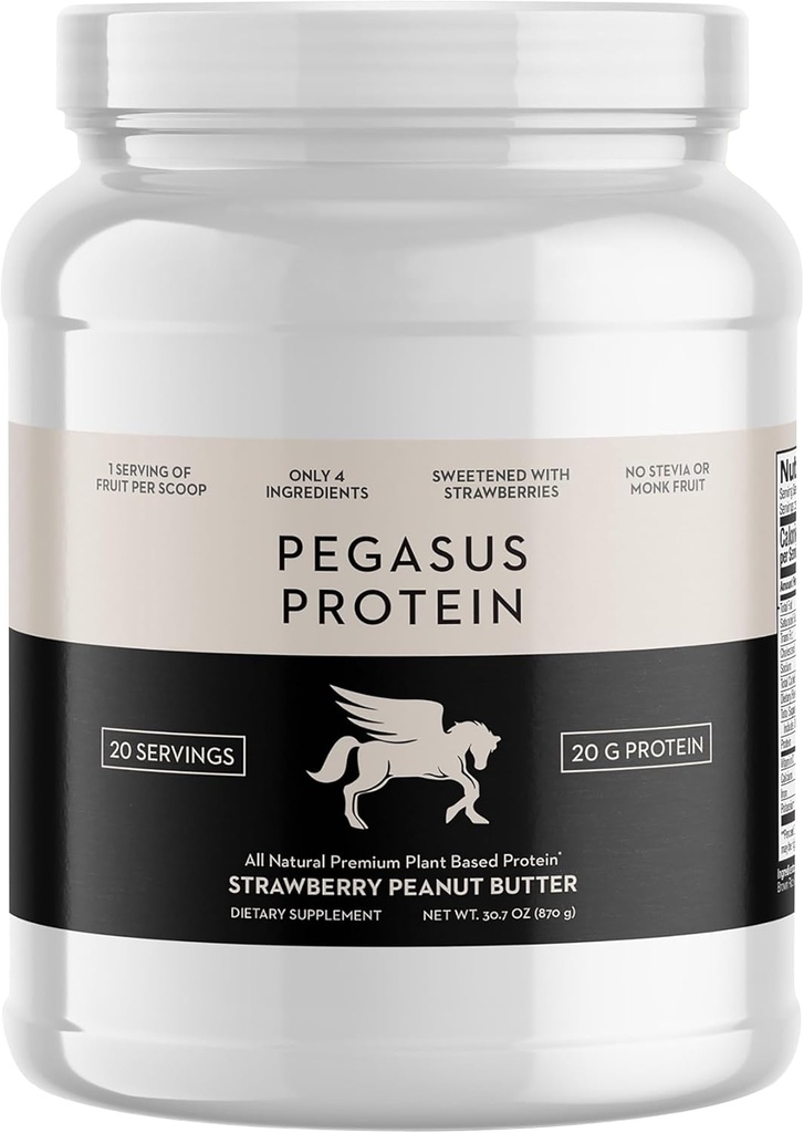Kun 4 Ingredienser - Ingen Stevia, Ingen Monk Frugt, Ingen kunstige sødestoffer - Jordbær Jordnøddesmør Protein Powder, Alle naturlige, sødet med bær (20g protein, 20 Servere)