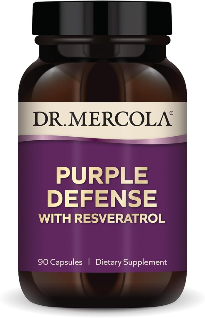 Dr. Mercola Purple Defense - højpotens Antioxidant Support - med Grape Seed & Skin Extract - Understøtter hjerte-kar-kar-sundhed - 90 kapsler