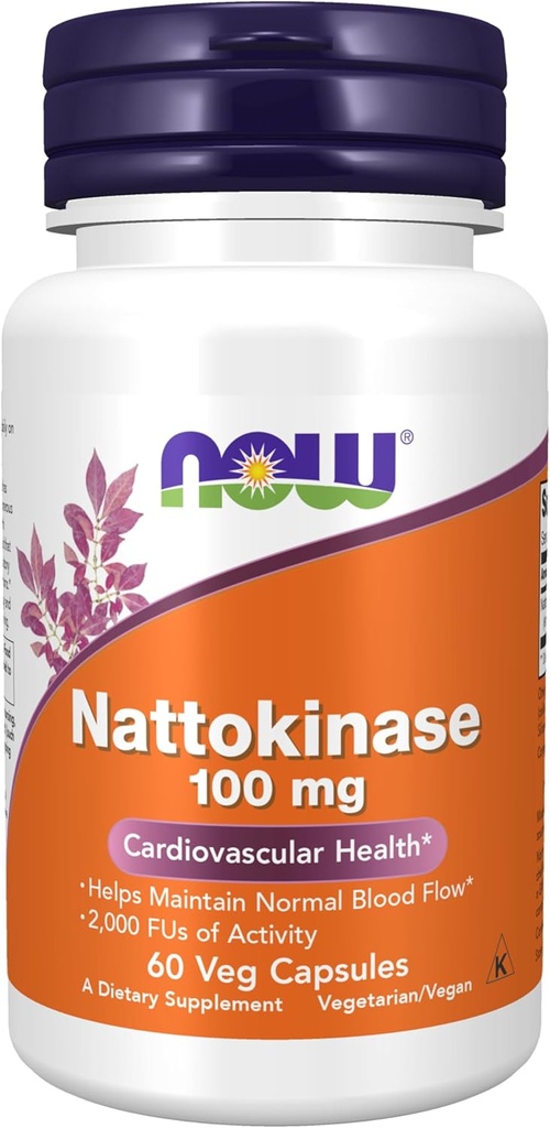 Now Supplements, Nattokinase 100 mg (fra ikke- GMO soja) med 2.000 FU aktivitet, 60 Veg kapsler