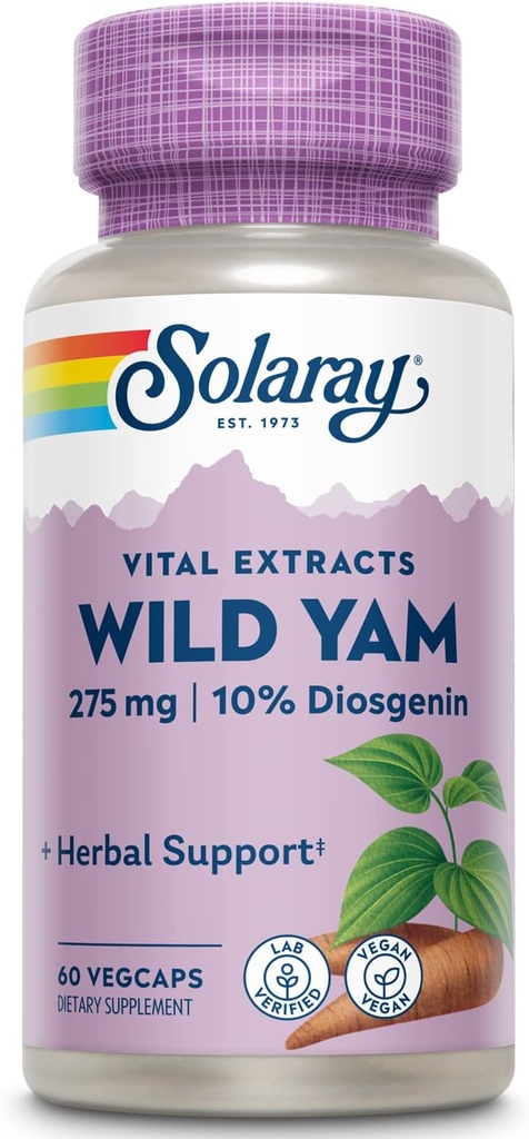 SOLARAY Garanteret potens Wild Yam Root Extract Root Extract, Veg Cap (Btl- Plastic) 275mg