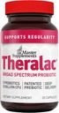 Master Supplements Theralac - 30 kapsler - Multi- Strain Probiotic for Optimal Gut Health + Gas & Bloating Relief - Gluten Free - 30 Serveringer