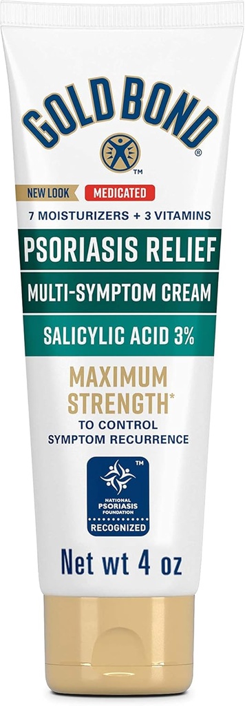Gold Bond Multi- symptom Psoriasis Relief Cream, 4 oz., for Itchy, Irriteret & skalering hud