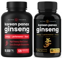NutraChamps Complete Ginseng Duo - Den komplette energi, Focus & Stamina Support Bundle - Ginseng Guld & Koreansk Rød Panax Ginseng