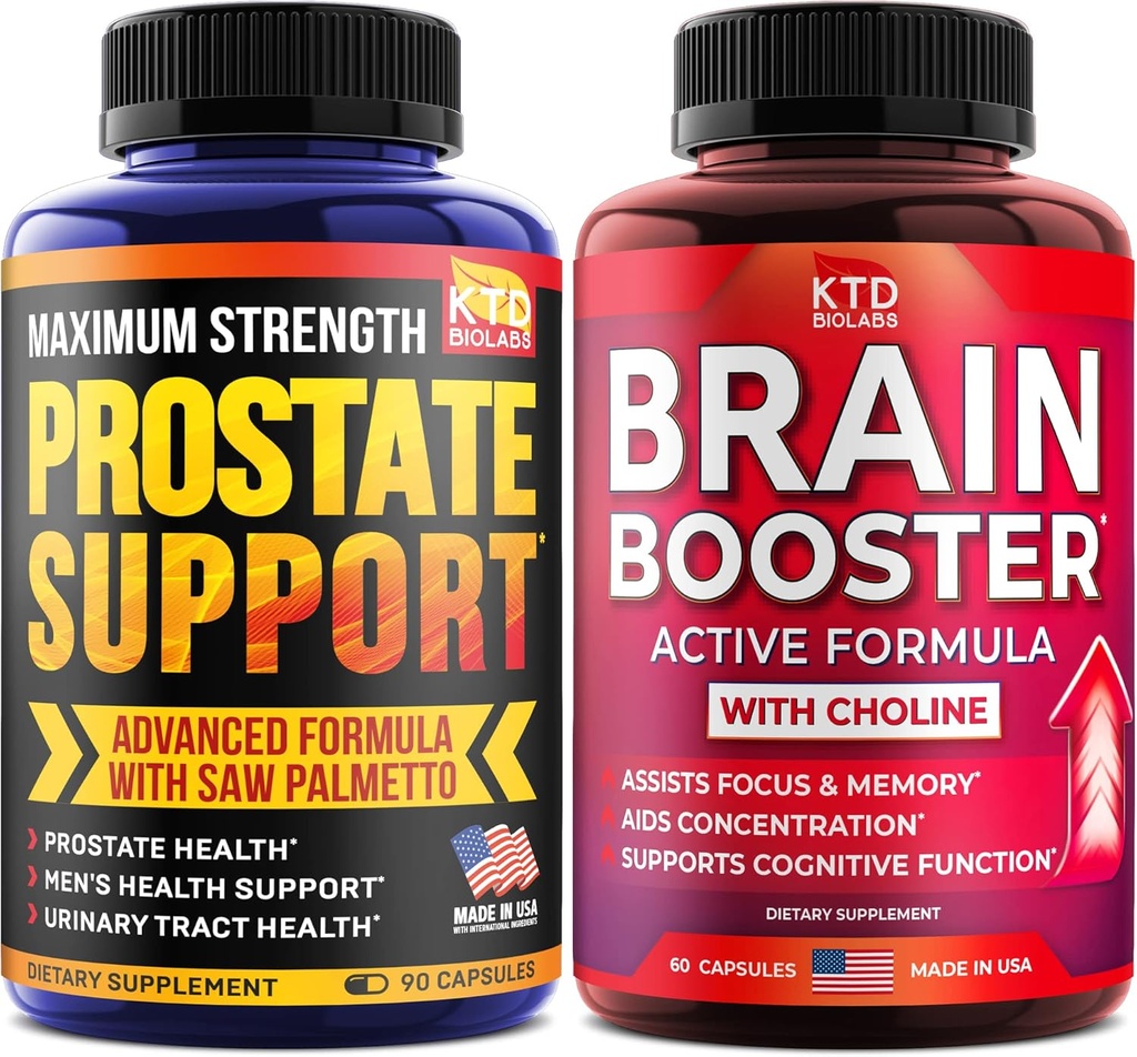 Prostata support til mænd & Nootrop hjerne support supplement - Made in USA - Saw Palmetto kapsler - Bacopa Monnieri & DMAE supplement