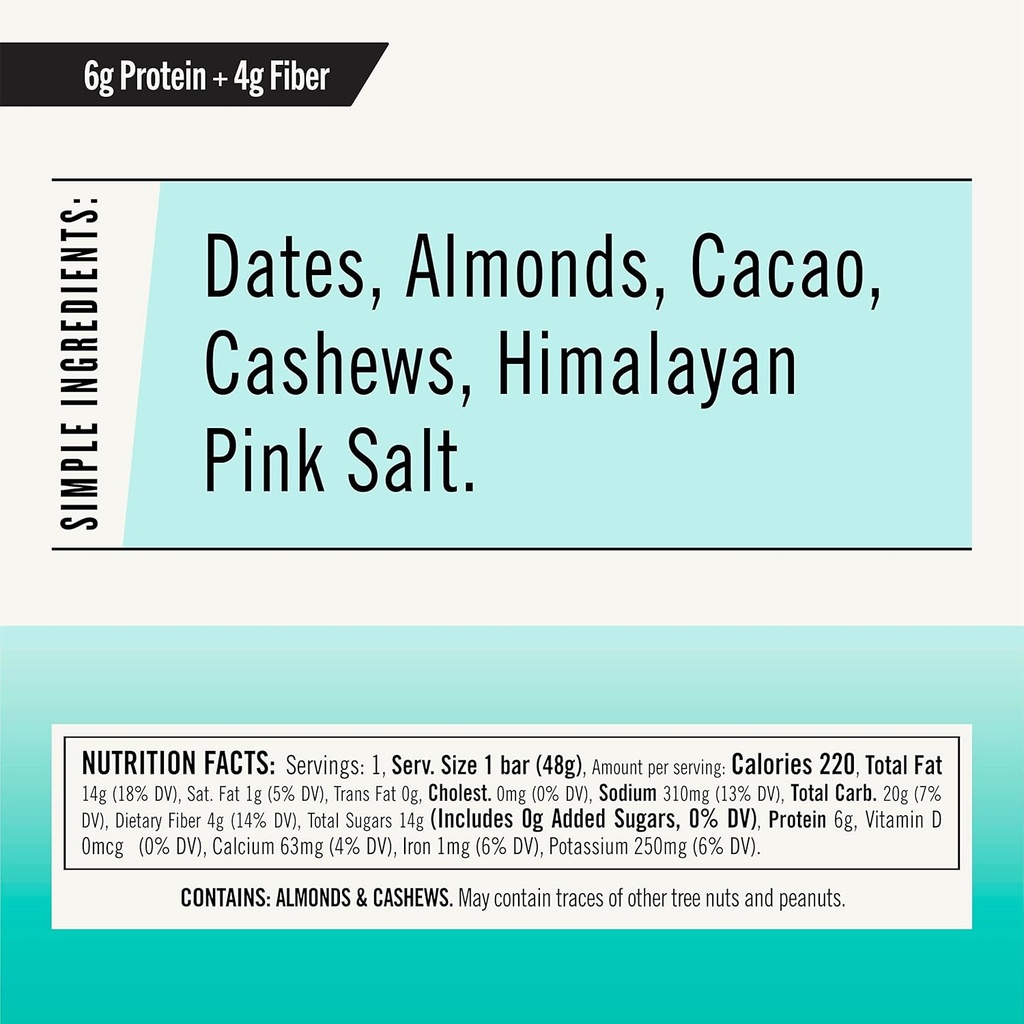 Thunderbird Bars Energy Snack, Gluten- Free with Protein, Sund Real Food, Vegan Paleo Non- GMO, Ingen tilsat sukker, Chokolade Mandel Butter Sea Salt Flavor (6 Greve, 1.7 oz. Barer)