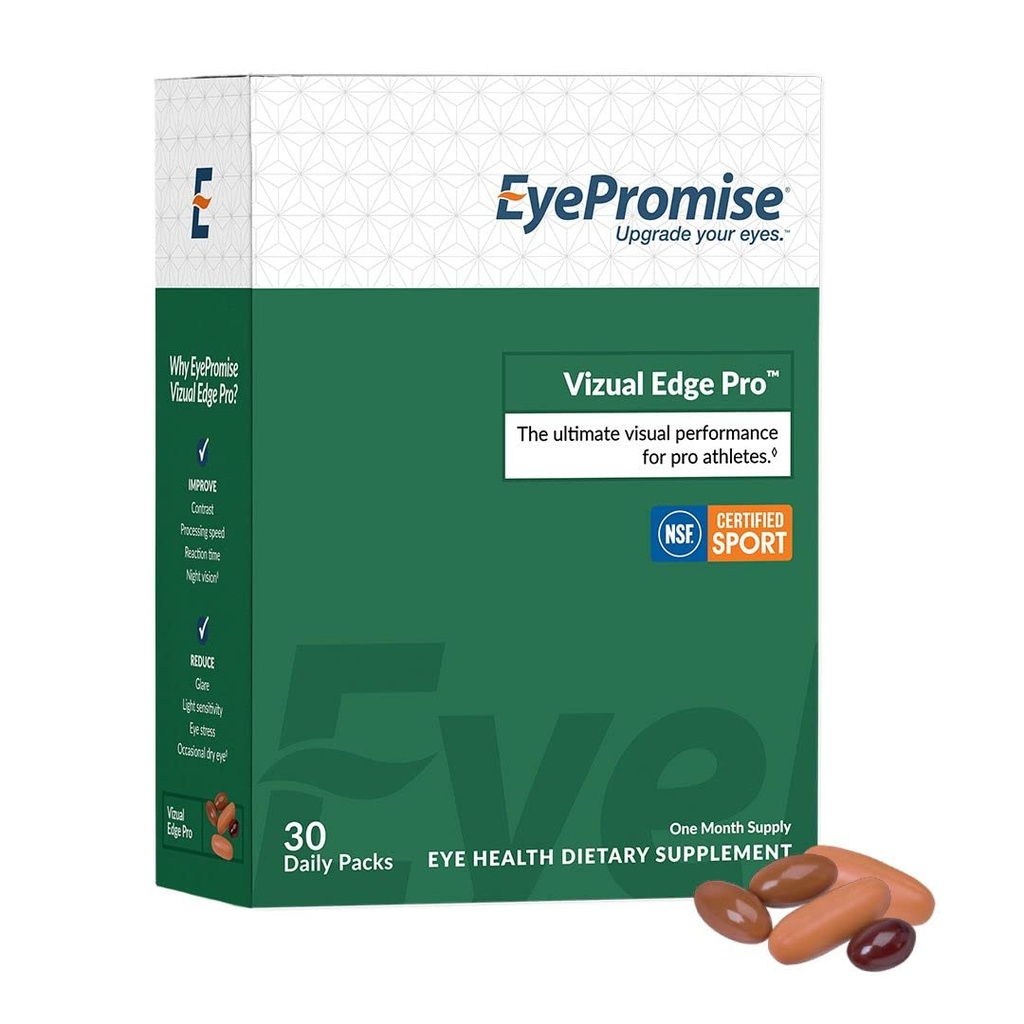 EyeLovy Vizual Edge Pro supplement - 30 Single-Serving Pill Packets, 30-dages levering - Visual Performance Eye Vitamin med 26mg Zeaxanthin & 8mg Lutein for Vision Quality & Clarity