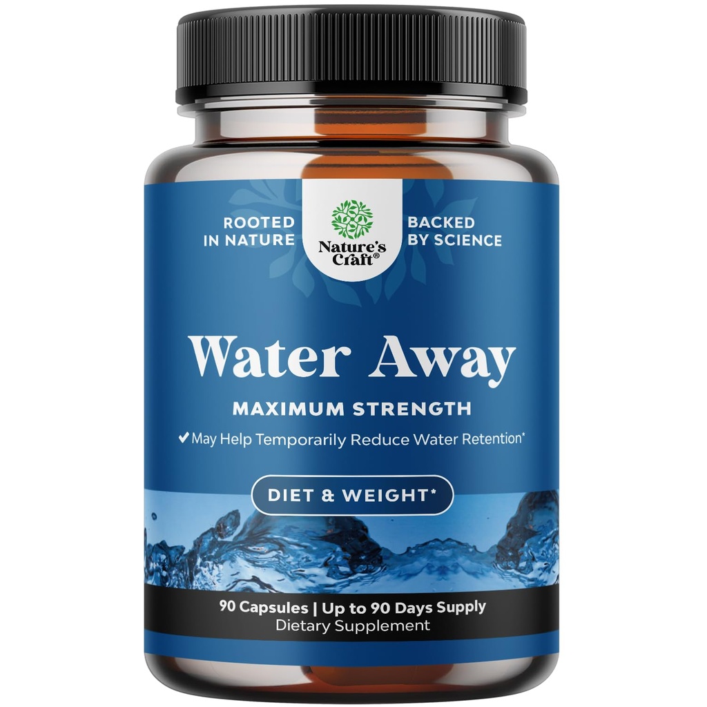 Vand væk Herbal Diuretic Pills High Strength - Fluid retention Supplement med Mælkebøtte Leaf Extract & Green Tea for Bloating Relief for kvinder & mænd - Kapsler til ben & fødder Hævelse - 90 Greve