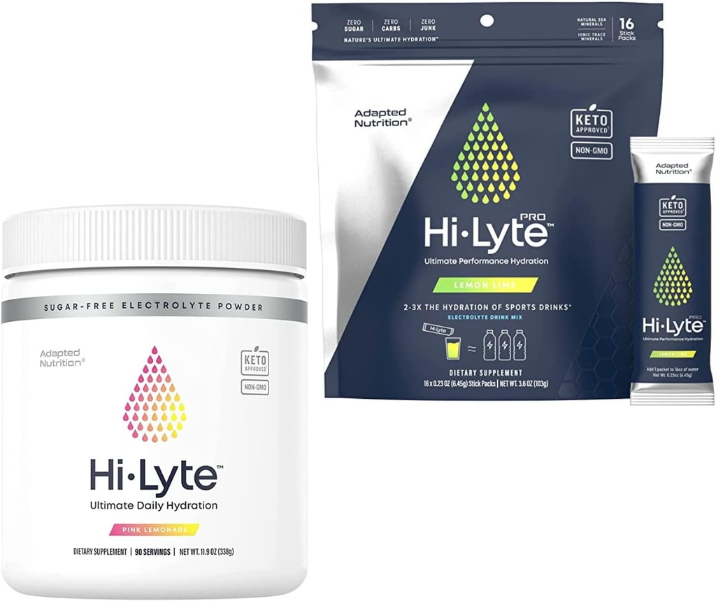 Hi- Lyte Electrolyte Powder, Daily Hydration Supplement Drink Mix, 90 Serveringer (Pink Lemonade)