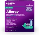 Basic Care Allergy Relief, 24 timer, Fexofenadin Hydroklorid 180 mg, Non- Drowsy Antihistamin, Cool Mint Overtrukket Tablets, 70 Greve
