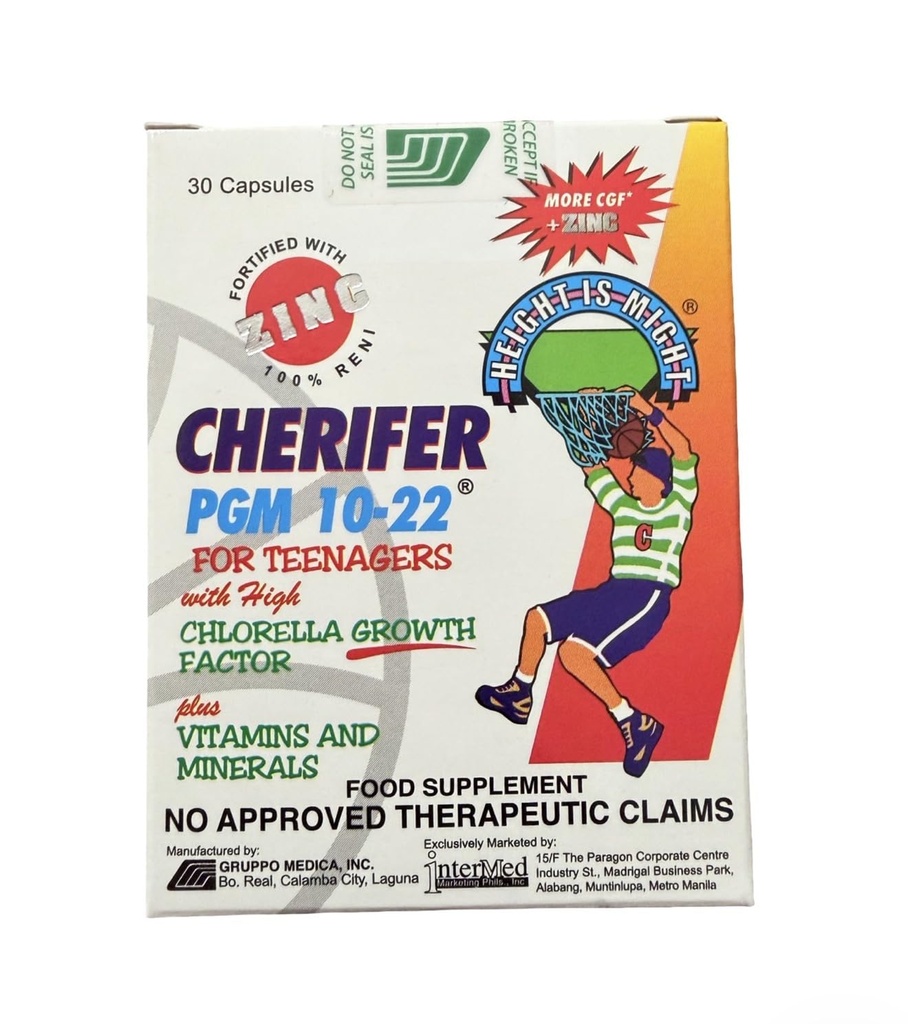Cherifer PGM 10- 22 kapsler med zink til Teenagere med Chlorella vækstfaktor, og Taurine 30 kapsler