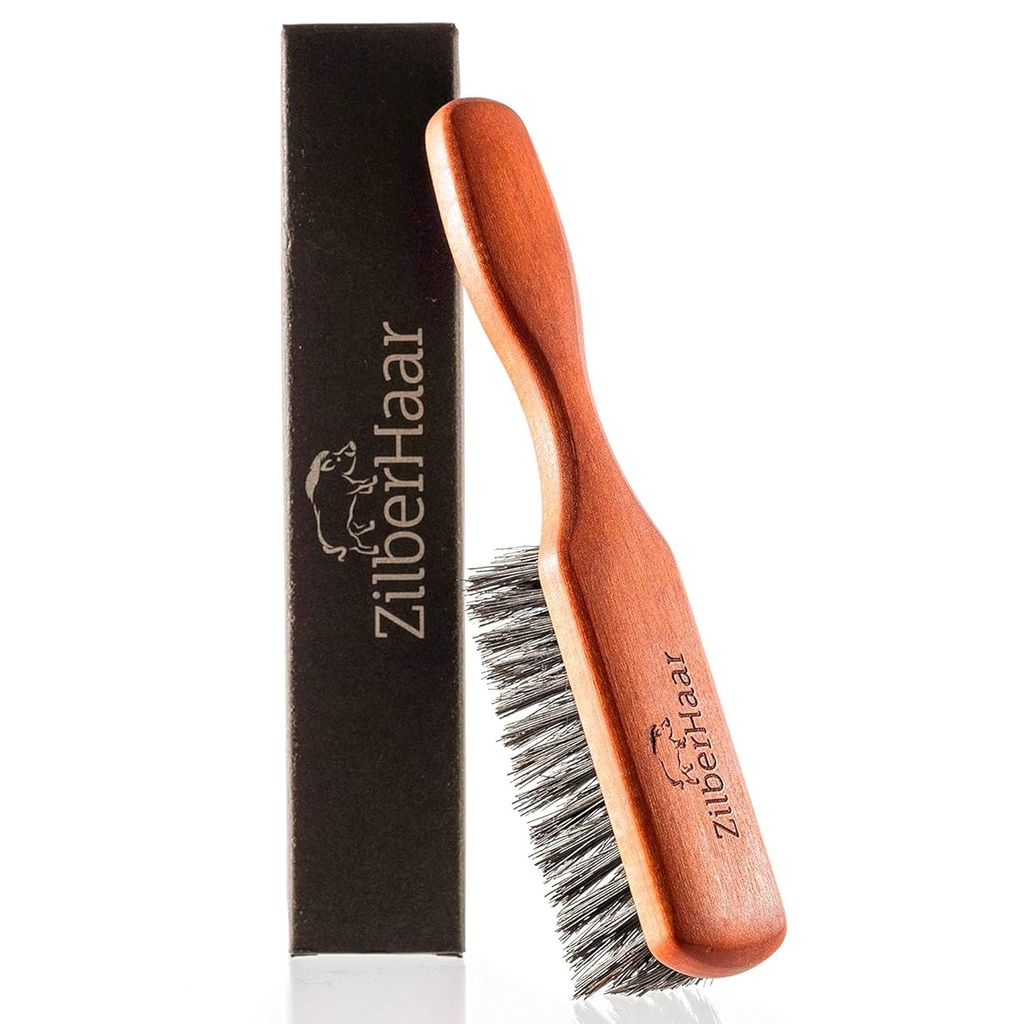 ZilberHaar Regelmæssig Beard Brush - Soft Boar Bristles - Beard grooming børste til mænd - Straight and Promoes skæg vækst - Arbejder med Beard Olies og Balms - Essential for skæg pleje kits