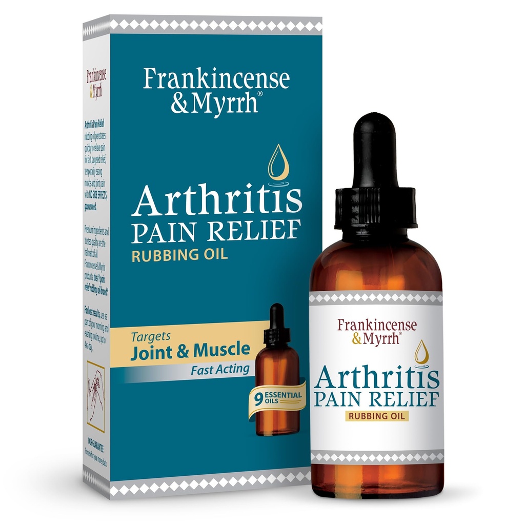 Frankincense og Myrra Arthritis Pain Relief Rubbing Oil - Arthritis Pain Reliever med Frankincense Essential Oil for Sciatica, Lavere Ryg, Neck, Hands, Knips, Joints og Skuldre, 2 fl.oz. - 1 pakke