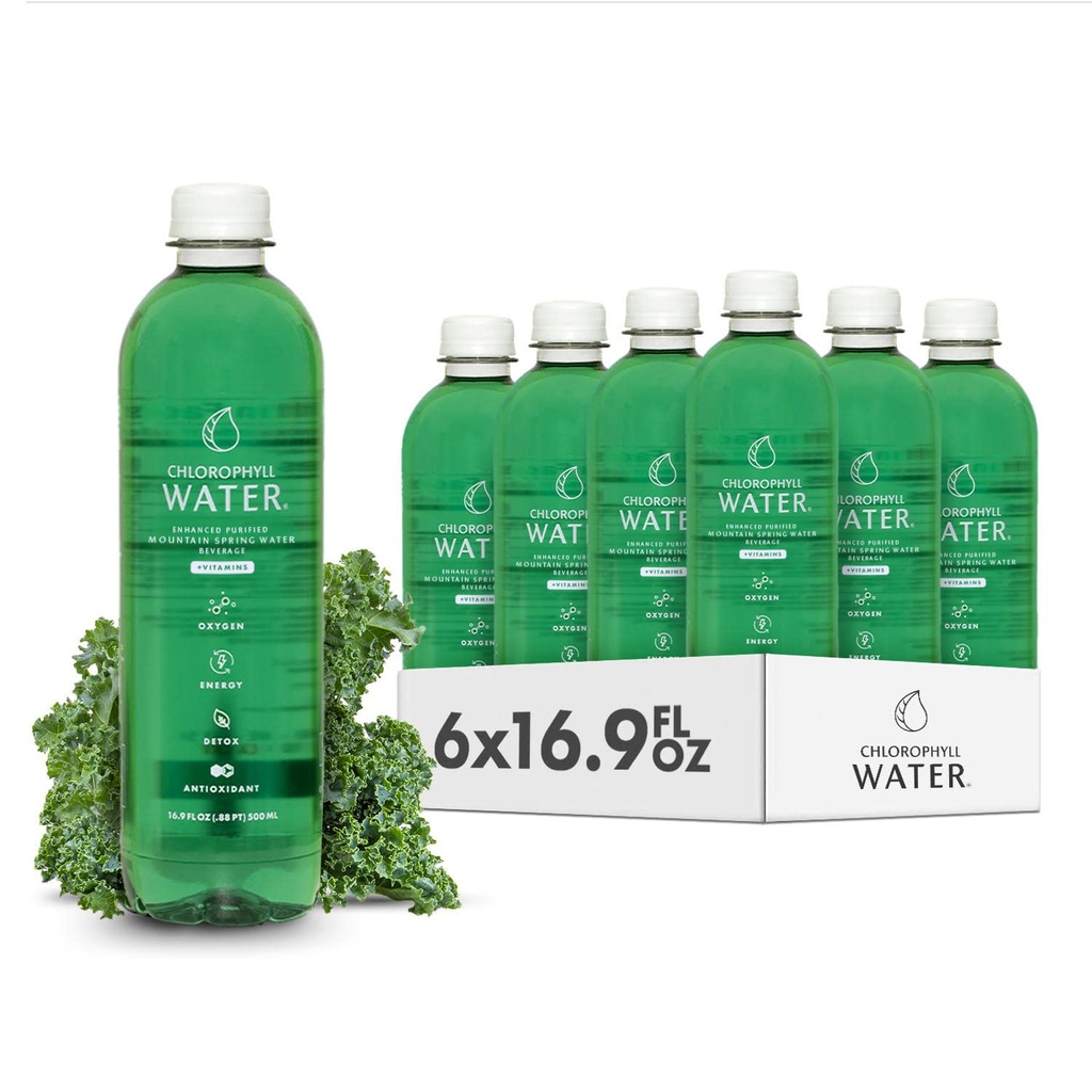Chlorophyll vand - flydende chlorophyll 6- Pack (16.9oz) Note 124; Skønhed drik til glødende hud, Anti- Aging & Oxygen Boost Budding 124; Vitamin A, B12, C, D; Vitamin Vand