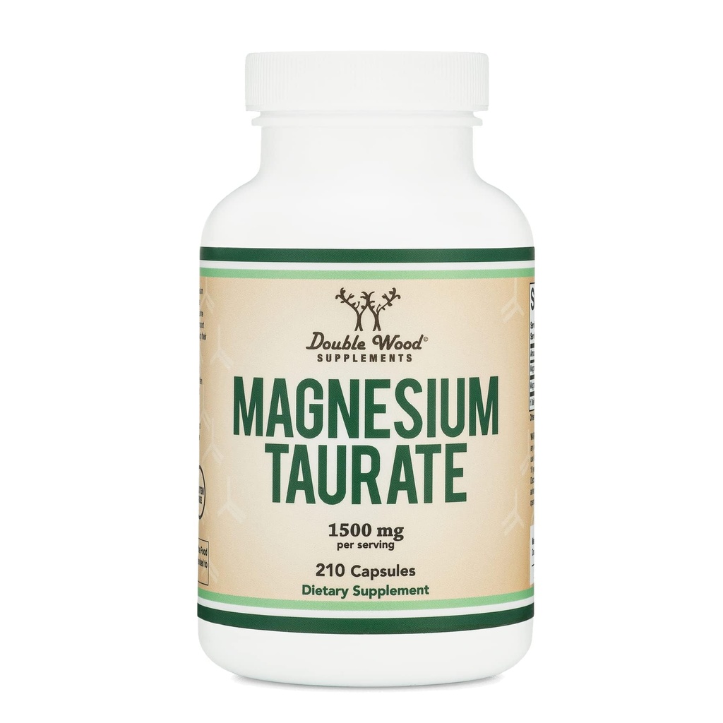 Magnesium Taurat supplement for cardiovaskulær sundhed til boost Magnesium Niveauer (1.500mg per servering, 210 Vegan Kapsler) Non-GMO, Gluten fri, med dobbelt træ kosttilskud